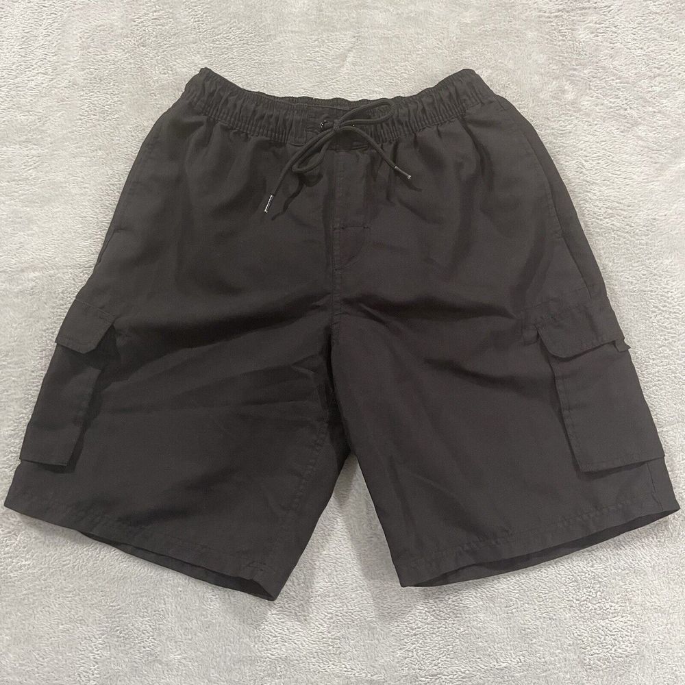 Tesla Swimming Shorts Men's Small Net Lined Cargo Pockets Black Drawstring Gym